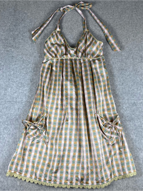 LaRok Dresses & Skirts - Silk Blend Women’s Halter Dress Plaid 90s Y2K Pockets Size XS